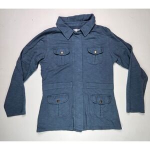 Cabelas Field Jacket Women M Blue Snap Front Cotton Utility Chore Coat 92-5139